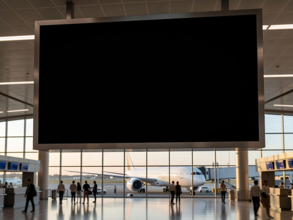 International airport terminal departure gates and air travel luggage